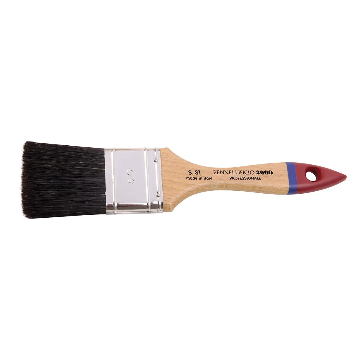 PENNELLESSA MANICO LEGNO VERNICIATO TRASPARENTE PUNTA ROSSA