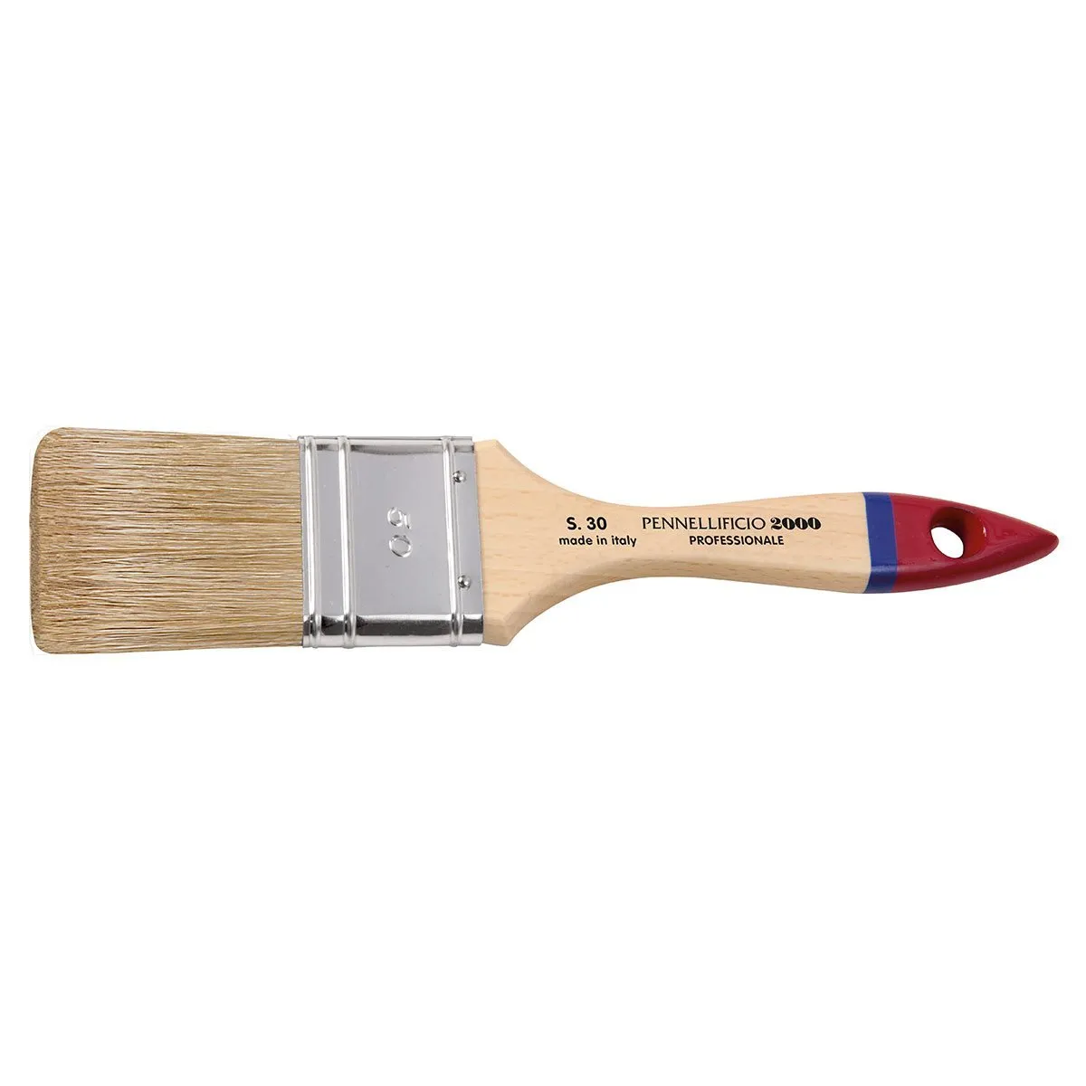 PENNELLESSA MANICO LEGNO VERNICIATO TRASPARENTE PUNTA ROSSA